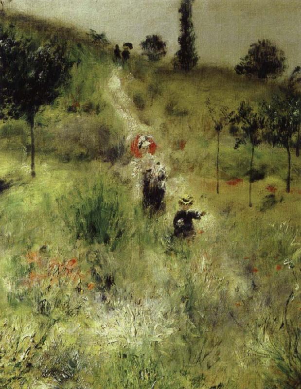 Pierre Auguste Renoir uppfor backen genom hogt gras Germany oil painting art